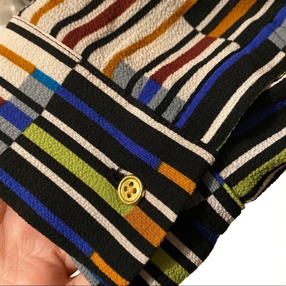 Rafaella geo stripe tie detail career blouse large‎ - Picture 6 of 8